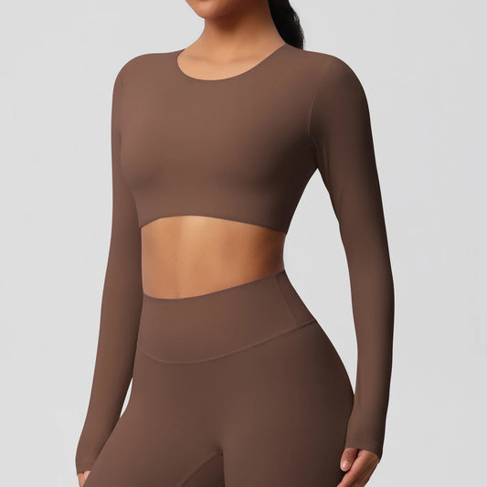 Solid Yoga Shirt’s/Women Long Sleeve With Padded Fitness Running Gym Clothes/Workout Dry Fit Breathable High Elastic Sports Top.