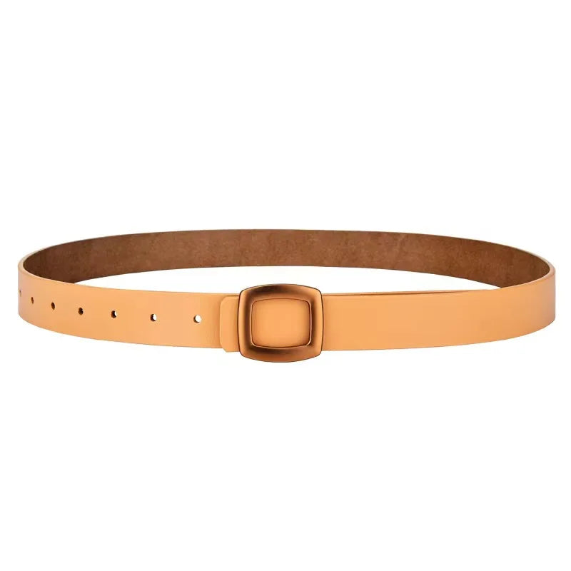 Luxury Genuine Leather Belt’s/Designer Jeans Belt/Female Waistband Fashion/Square Metal Buckle Belt.