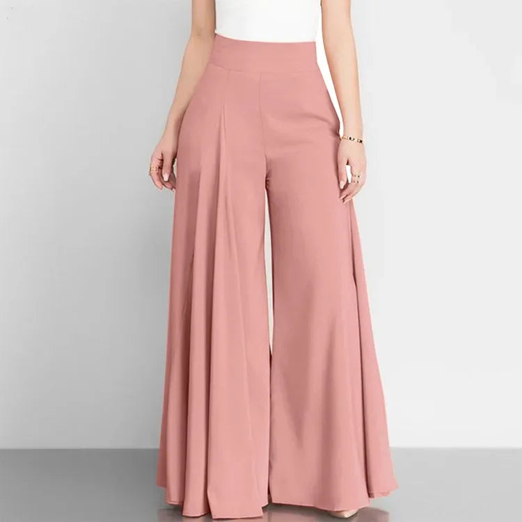 Wide leg trousers pants/Elegant OL Solid High Waist Wide Leg Pants Casual Basics Trousers OTTD Streetwear.