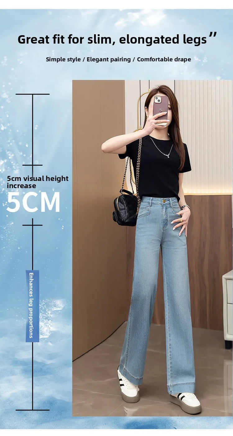 Women’s High-Waist Wide-Leg Jeans | Retro Straight-Leg Denim Pants | Light & Dark Wash
