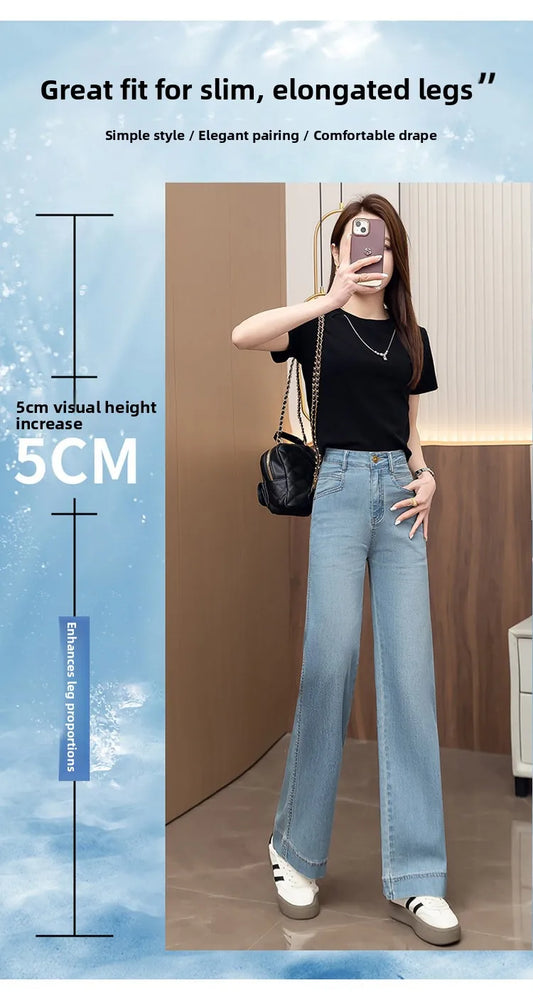 Women’s High-Waist Wide-Leg Jeans | Retro Straight-Leg Denim Pants | Light & Dark Wash