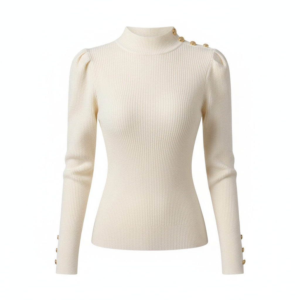 Elegant Solid Colored Button Sleeve Sweater’s/Women's Clothing/Autumn Winter Loose All-match Pullover’s.