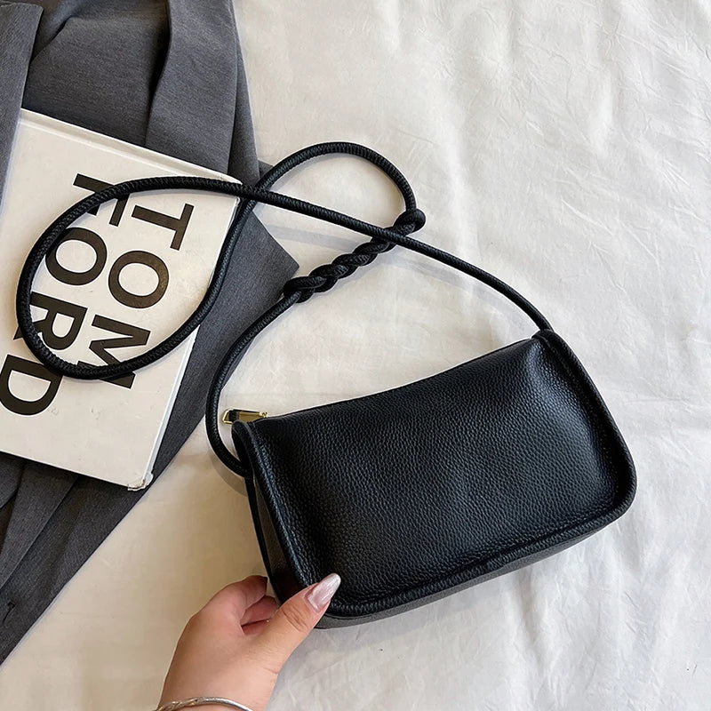Modern Blend Boutique™ | Luxe Genuine Cowhide Leather Crossbody Bag – Premium Braided Strap Shoulder Purse for Women
