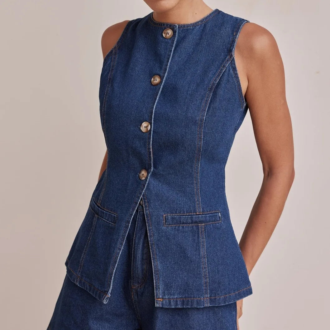 Timeless Denim Elegance™ Two-Piece Set