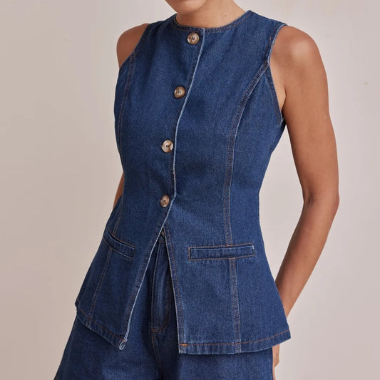 Timeless Denim Elegance™ Two-Piece Set