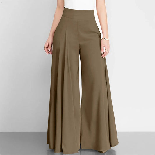 Wide leg trousers pants/Elegant OL Solid High Waist Wide Leg Pants Casual Basics Trousers OTTD Streetwear.
