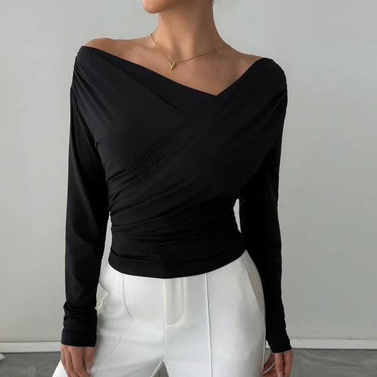 Fashion Simple Office Tops Female Slash Neck Sleeveless T-shirts For Women Elegant Summer Women Shirt White Black