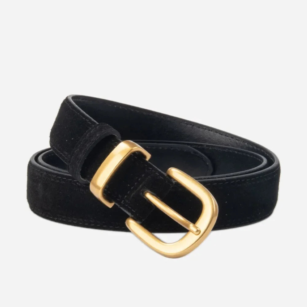 Women Luxury Design Suede Leather Belt Casual Versatile Business Waist Strap Trendy Trouser Dress Belts Gifts