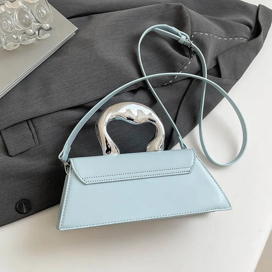 Luxury Heart Handle Mini Handbag – Structured Crossbody & Clutch Purse with Metallic Top Handle
