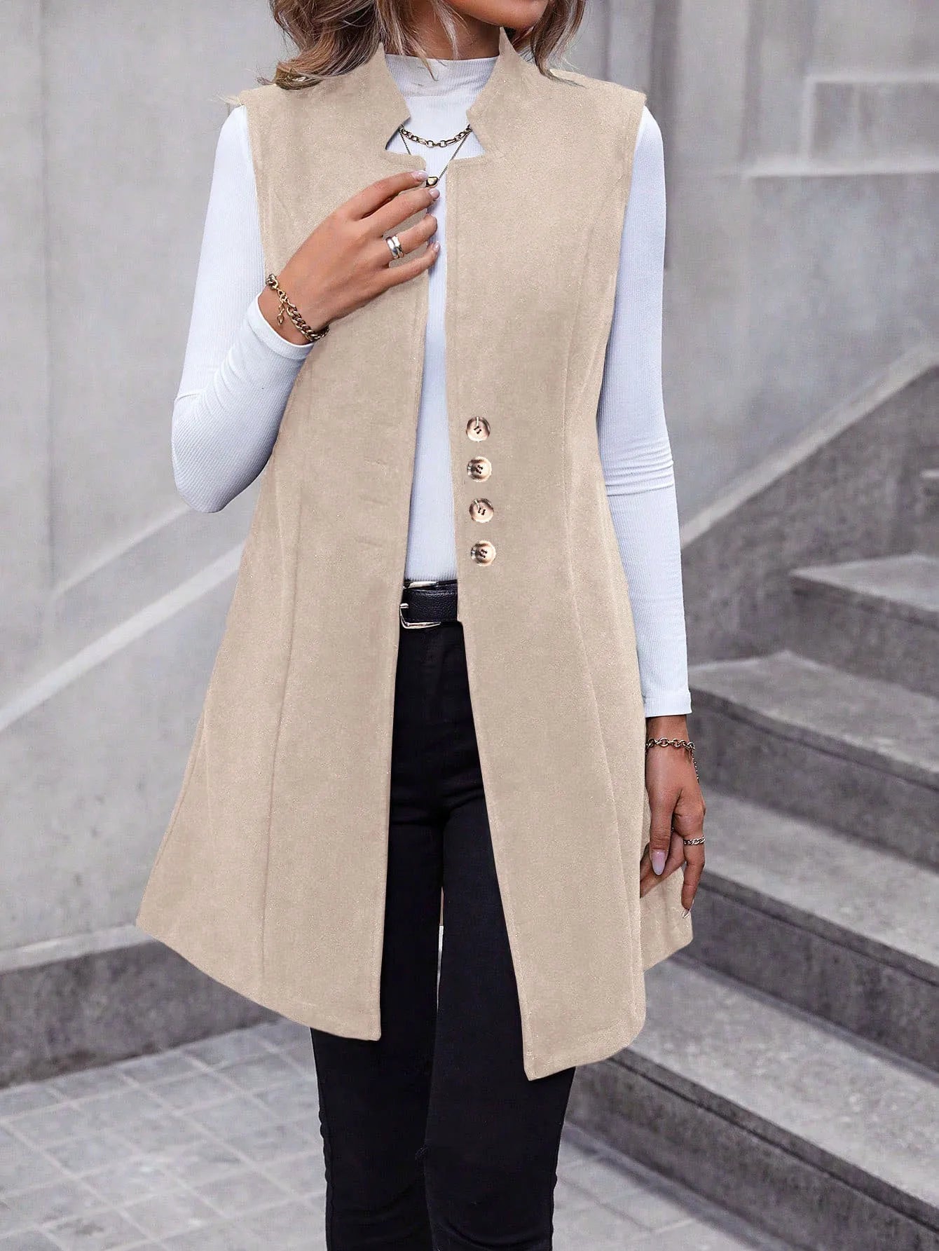 New  Fashion Women's Vest/Sleeveless Single-breasted/Trendy Long Vests Female Clothes Coats Tops.
