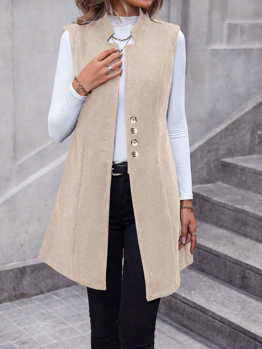 New  Fashion Women's Vest/Sleeveless Single-breasted/Trendy Long Vests Female Clothes Coats Tops.