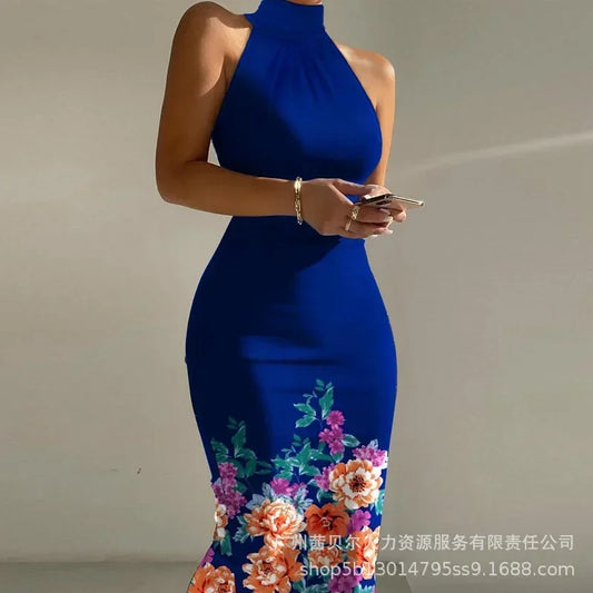 Appealing hot Lace Splicing Long-sleeved Slim Long Dress High Waist.