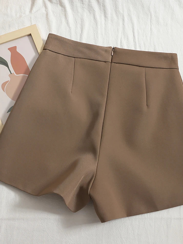 Comfortable High Waist/Slim Suit Shorts/Casual Wide Leg Shorts/HELIAR Suits Shorts/Mini Shorts Zipper A-line.