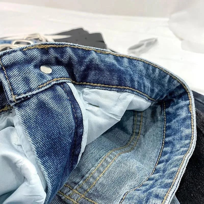 Symmetry Multi Style Pants/Stylish High Waisted Denim/Straight Leg Jeans Female Trousers/Pockets Roll Up Cuffs Casual Trendy Look.