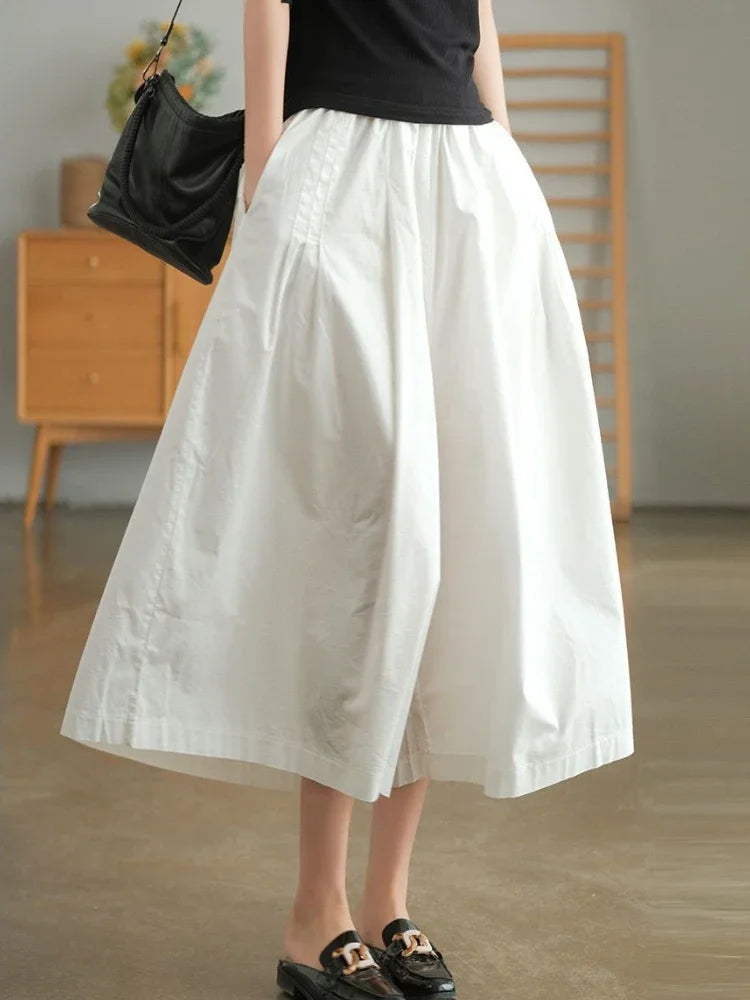 Retro Style Khaki Pant’s/Pure Cotton Casual Wear/Loose Fit Elastic Waist/Wide Leg Pant’s/Artistic Comfy Daily Bottom’s.