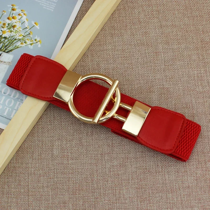 Stunning Fashion Solid Belt’s for Women/Simple Waist Elastic/Round Buckle Decoration Girdle Belt.