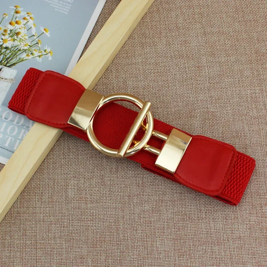 Stunning Fashion Solid Belt’s for Women/Simple Waist Elastic/Round Buckle Decoration Girdle Belt.
