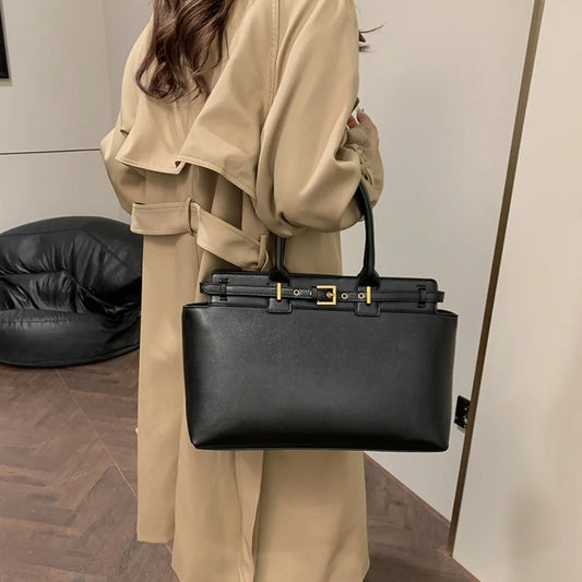 Luxury Large Capacity Tote Bag for Women – Elegant PU Leather Designer Work Handbag