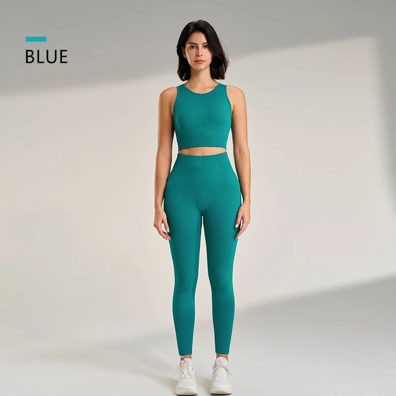 Women's Sports Fitness Suit/High Intensity Workout Shockproof Bra/High Waisted Leggings Tights Yoga Suit Training Set.