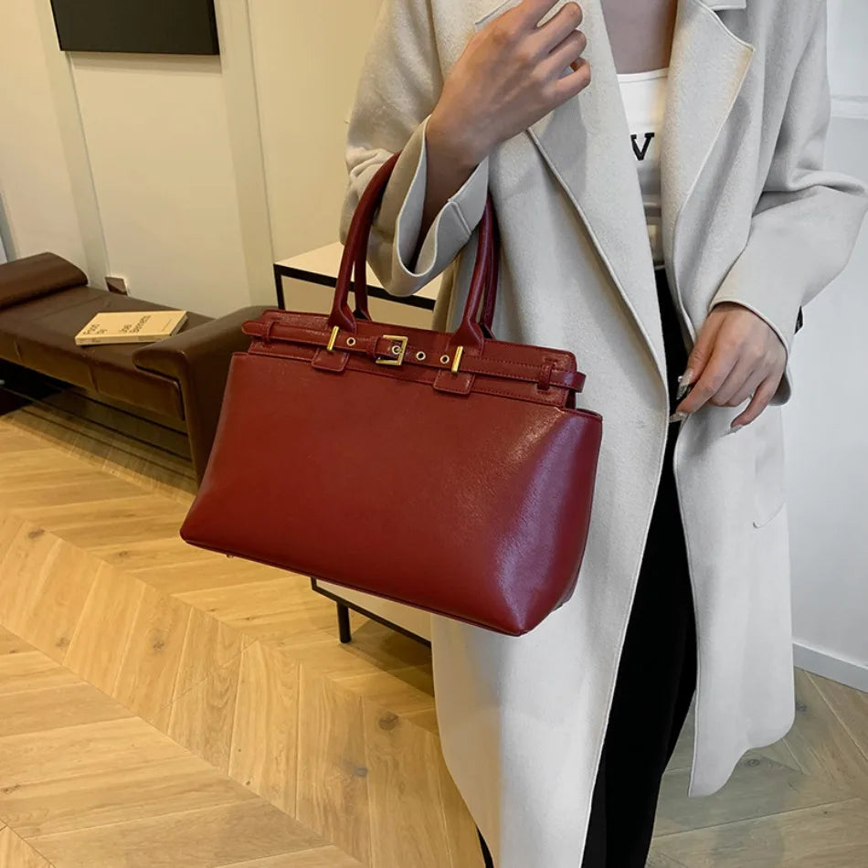 Luxury Large Capacity Tote Bag for Women – Elegant PU Leather Designer Work Handbag