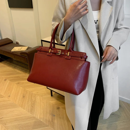 Luxury Large Capacity Tote Bag for Women – Elegant PU Leather Designer Work Handbag