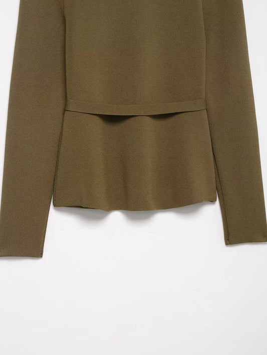 Women’s Olive Green Knit Blazer & Midi Skirt Set | Elegant Two-Piece Business Casual Suit | Fall Winter Fashion