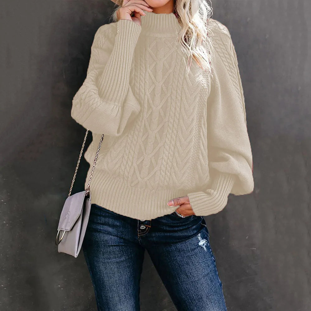 Cozy long-sleeved pullover/Solid color winter fashion/Comfy knitted sweater for women/Limid-neck sweater for women/Fashion long sleeved knitted solid color sweater.
