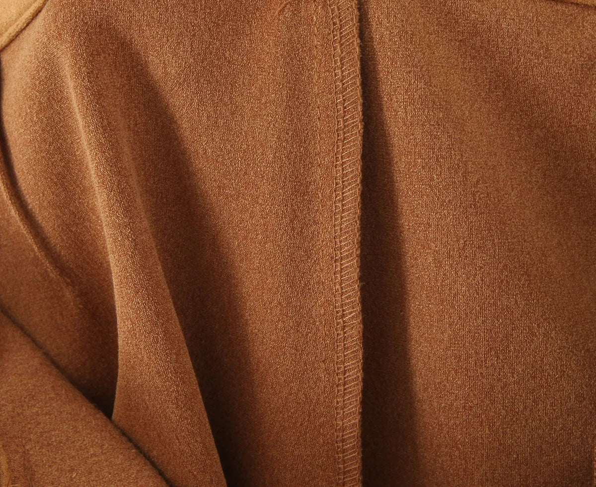 YENKYE Retro Brown Faux Suede Shorts for Women – High-Waist Casual Vintage Short Pants