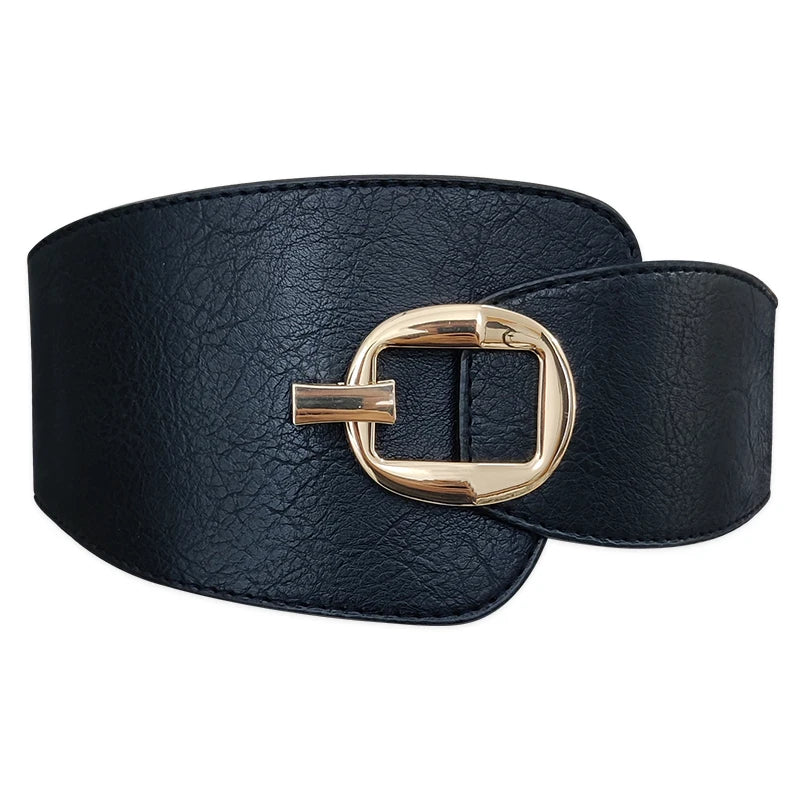 Wide Waist Cinch Belt for Women | Gold Buckle Elastic Corset Belt | Modern Blend Boutique