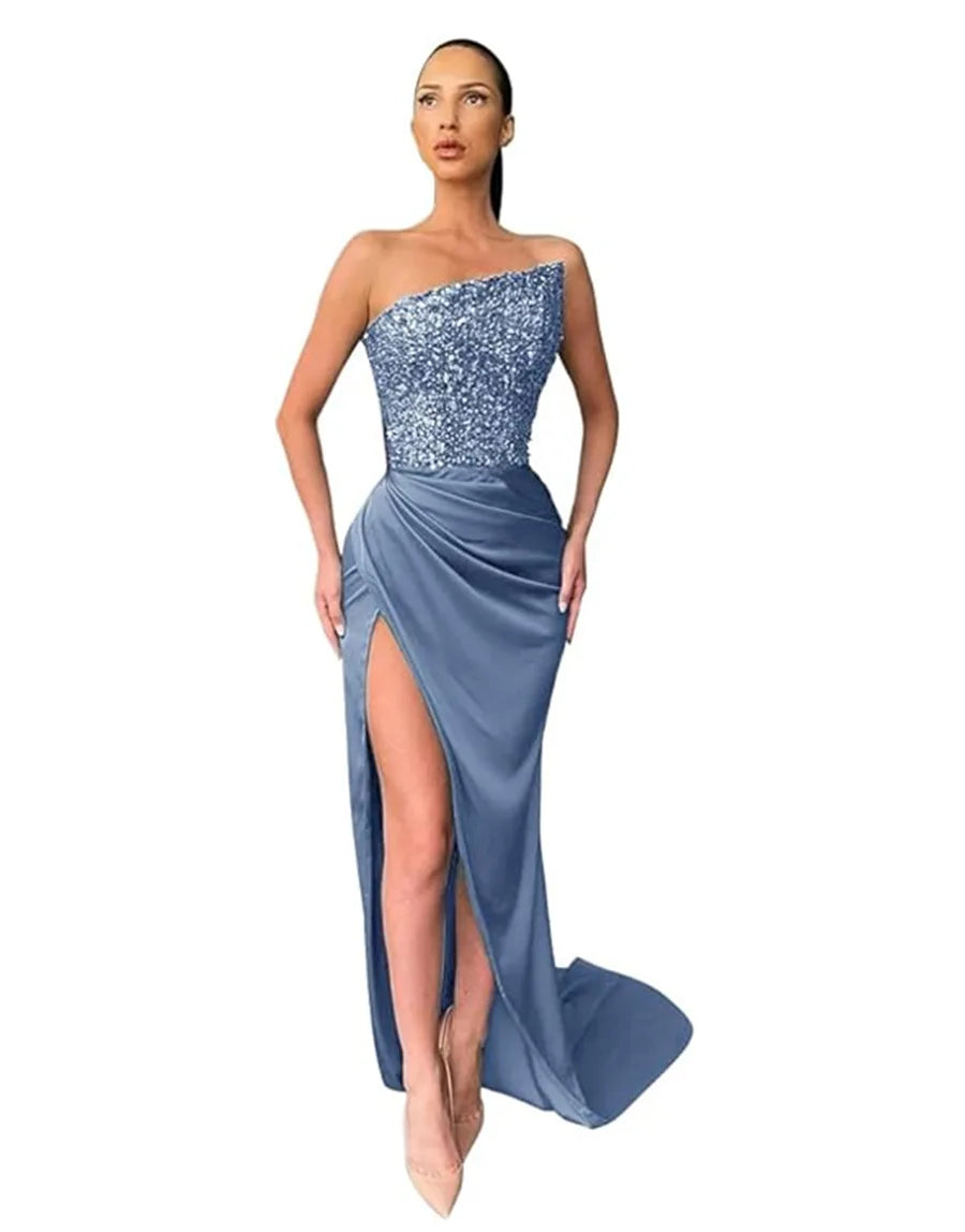 Sequin Pullover Sleeveless Mid-length/ Evening Dress/Elegant Chest Wrapping Dress.