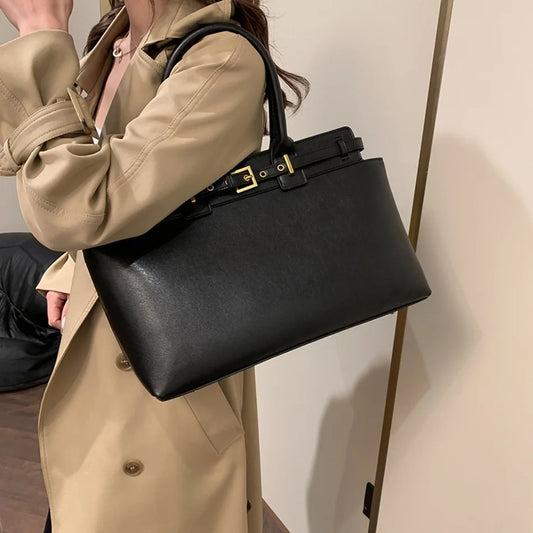 Luxury Large Capacity Tote Bag for Women – Elegant PU Leather Designer Work Handbag