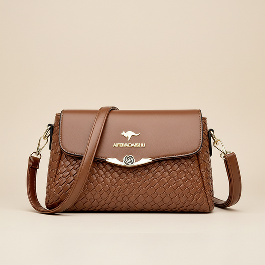 Versatile Luxury Handbag/Pu Leather Knitting/Shoulder Crossbody Bags/Cell Phone Pocket interior Zipper.