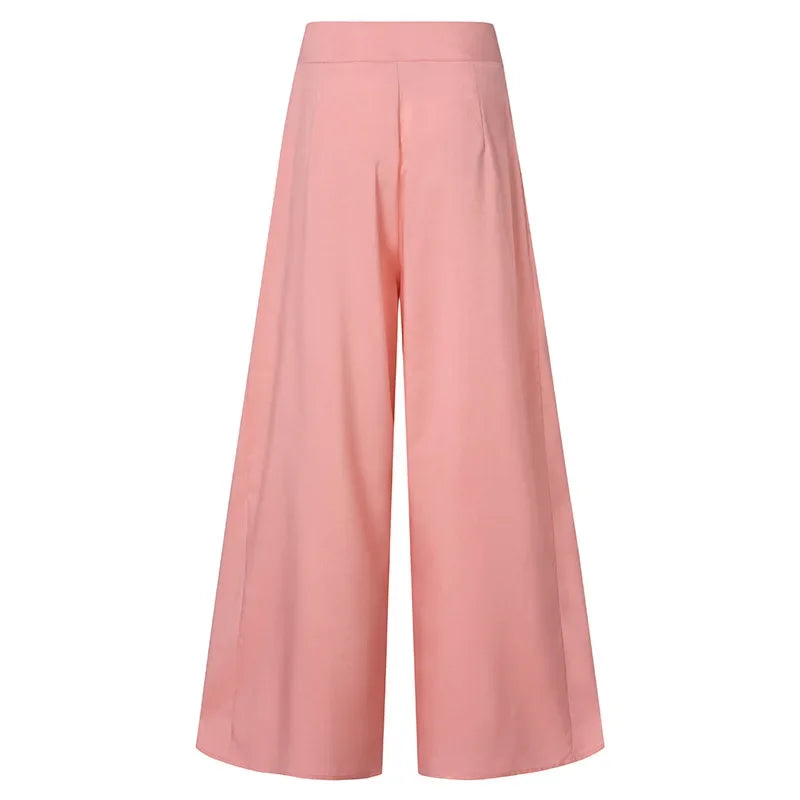 Wide leg trousers pants/Elegant OL Solid High Waist Wide Leg Pants Casual Basics Trousers OTTD Streetwear.