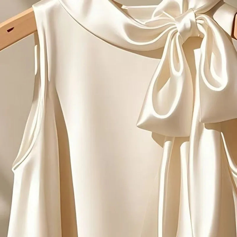 Blossom Slim Fit Pullover/Fashioned Bow Blouse/Neck Top Figured Top/Solid Sleeveless JBOLID Brand/Tatting Design Blouse.