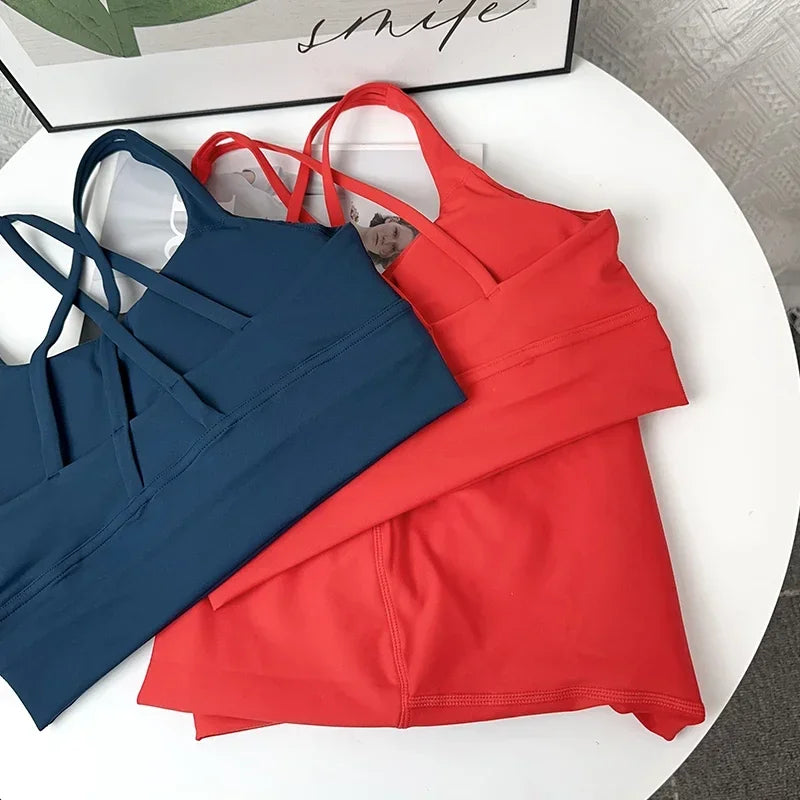 2 Piece Yoga Suits Cross Back Sport’s Bra/Stretchy High Waist/Athletic Leggings Breathable Running Outdoor Pilates Sportswear.