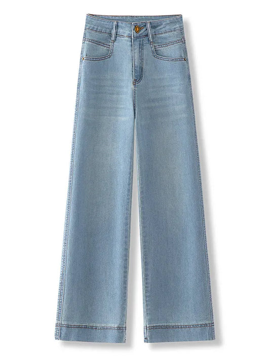 💙 High-Waisted Slim Straight Wide-Leg Jeans | Timeless Everyday Denim