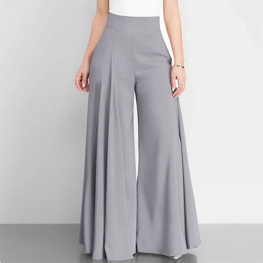 Wide leg trousers pants/Elegant OL Solid High Waist Wide Leg Pants Casual Basics Trousers OTTD Streetwear.