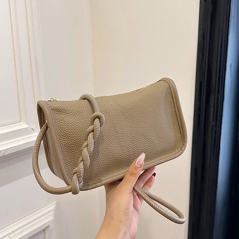Modern Blend Boutique™ | Luxe Genuine Cowhide Leather Crossbody Bag – Premium Braided Strap Shoulder Purse for Women