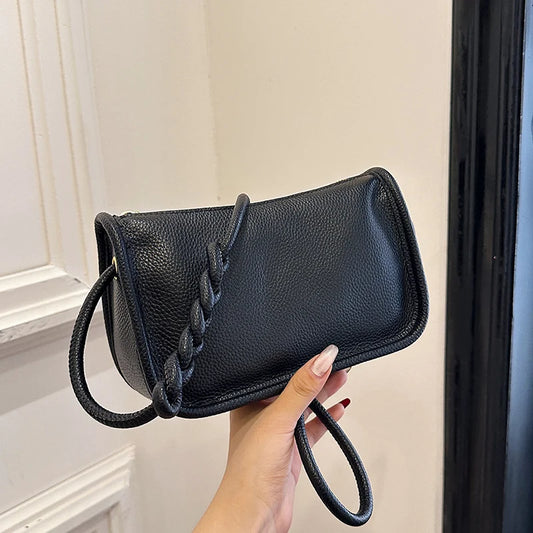 Modern Blend Boutique™ | Luxe Genuine Cowhide Leather Crossbody Bag – Premium Braided Strap Shoulder Purse for Women