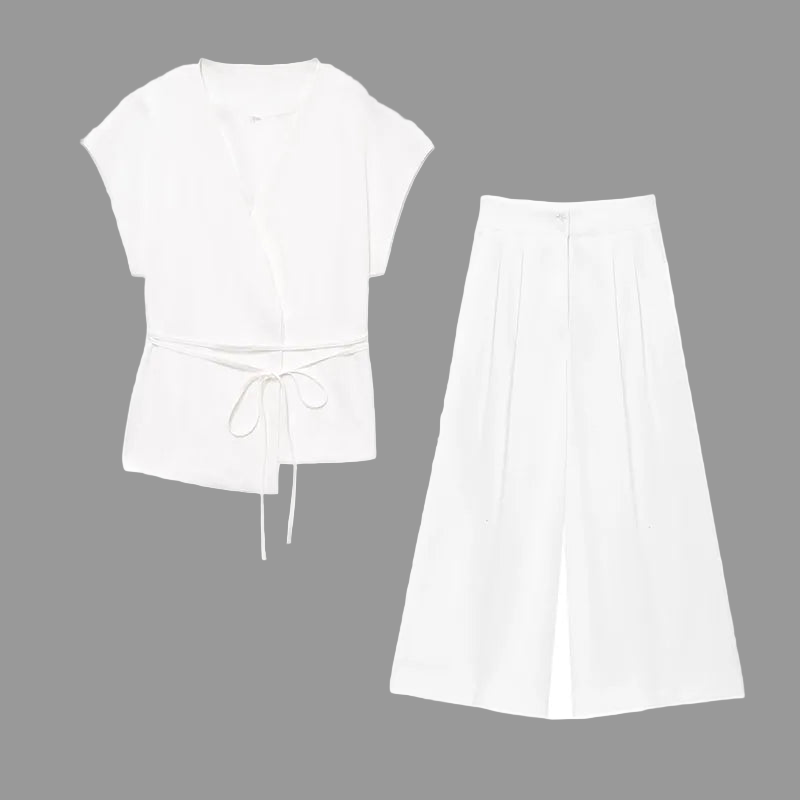 TFMLN Women's Trouser Suit’s/Sleeveless V-Neck/Top With Belt/Straight Pants Set’s/Autumn Commuter 2 Piece Set.