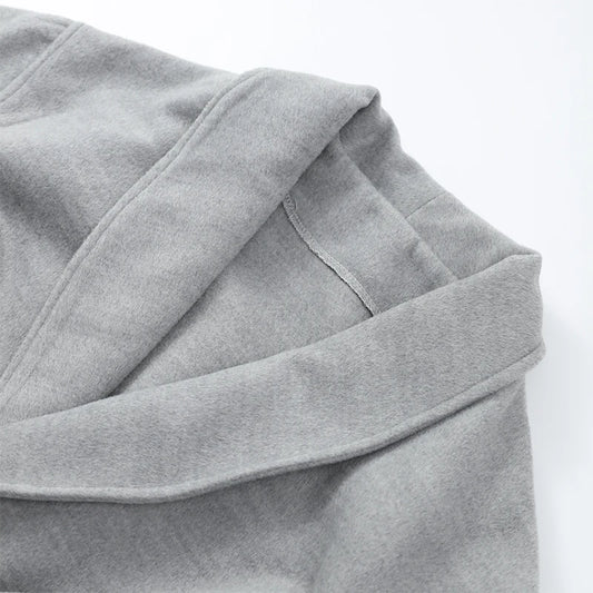 Elegant Lace-Up Woolen Short Coat for Women – Solid Loose Lapel Jacket with Furry Belt, Long Sleeve Chic Cardigan (Autumn Winter 2025)