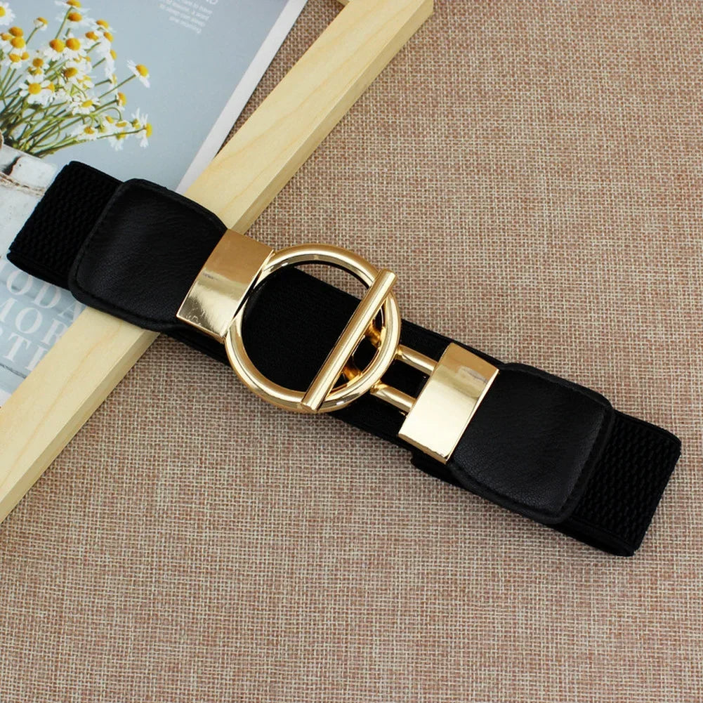 Stunning Fashion Solid Belt’s for Women/Simple Waist Elastic/Round Buckle Decoration Girdle Belt.