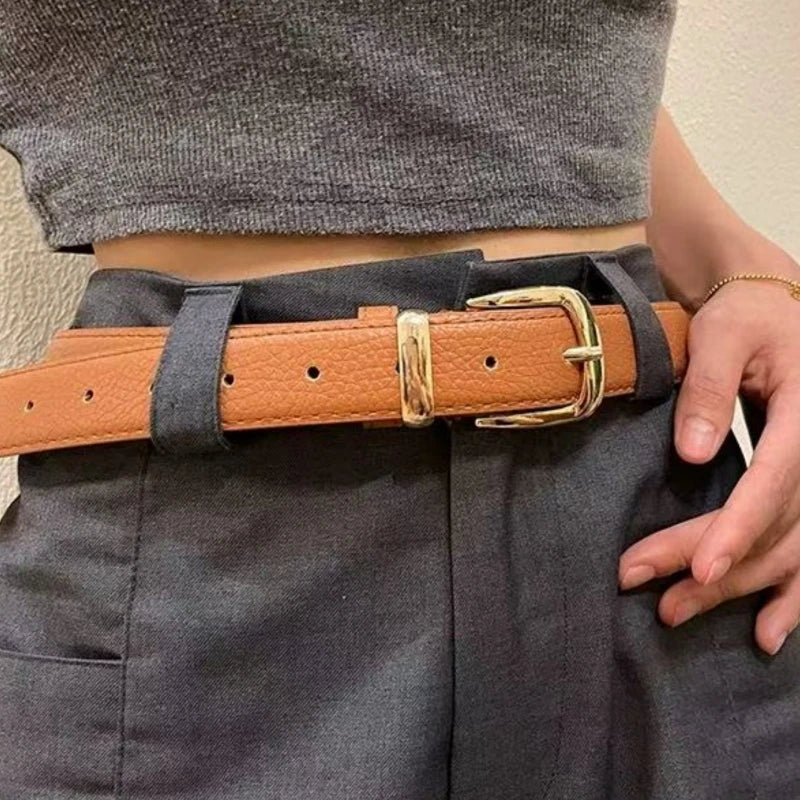 Solid Color Retro Belt/Elegant PU  Suitable for All Four Seasons Belt.