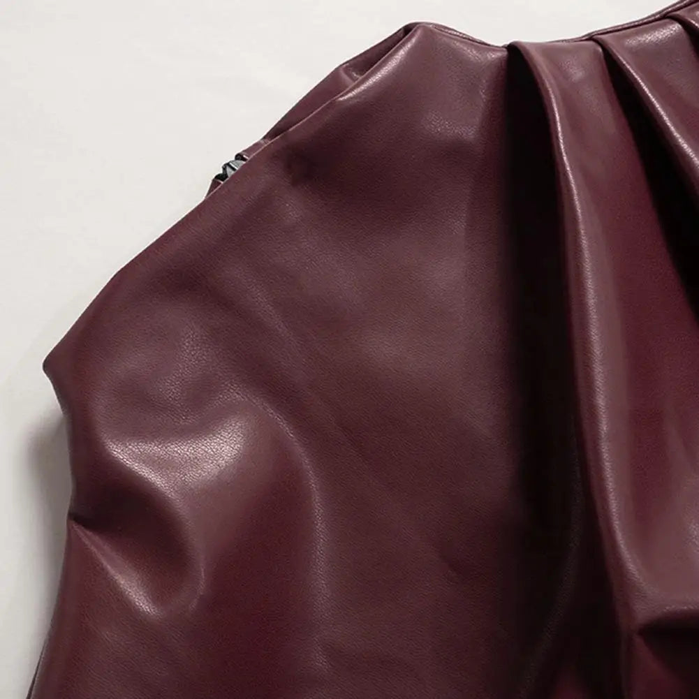 Slim Fit Sleeveless Top Comfortable Slim-fitting Top Stylish Women's Faux Leather Motorcycle Vest with Piled for Fashionable