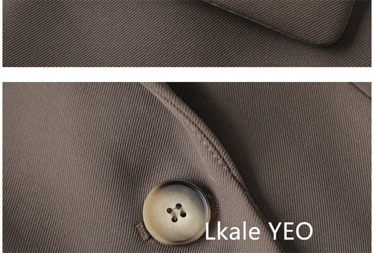 Women’s Tailored Belted Blazer – Single-Breasted Notched Lapel, Structured Shoulder, Regular-Length Suit Jacket, Elegant Business Casual Outerwear