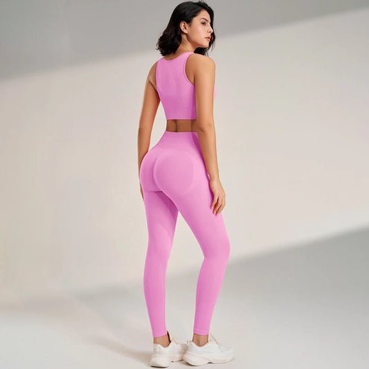 Seamlessly High Waisted Legging’s With Top/Two Piece Fitness Exercise Clothing.
