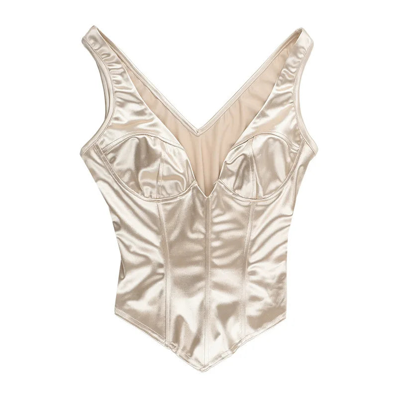 Champagne Satin Sculpt Corset Top