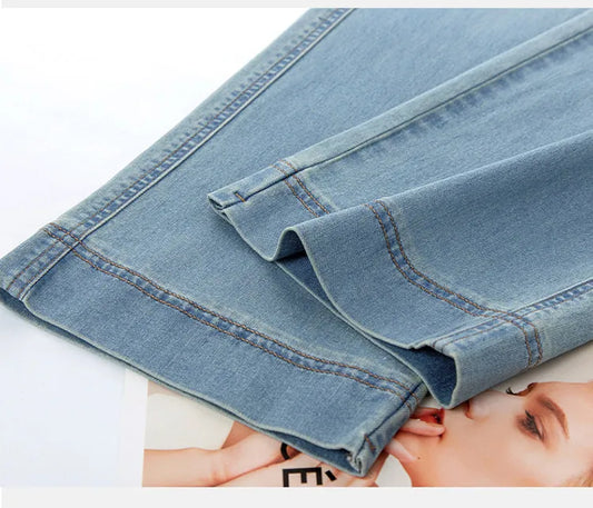 Women’s High-Waist Wide-Leg Jeans | Retro Straight-Leg Denim Pants | Light & Dark Wash