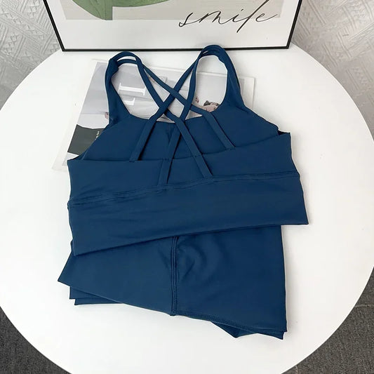 2 Piece Yoga Suits Cross Back Sport’s Bra/Stretchy High Waist/Athletic Leggings Breathable Running Outdoor Pilates Sportswear.