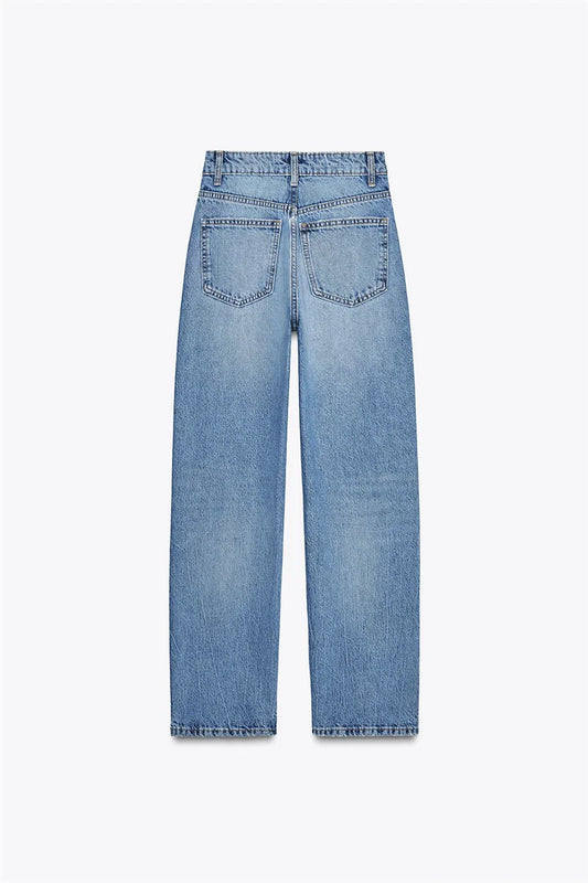 Women’s High-Waisted Straight-Leg Jeans – Classic Relaxed Fit Denim Pants